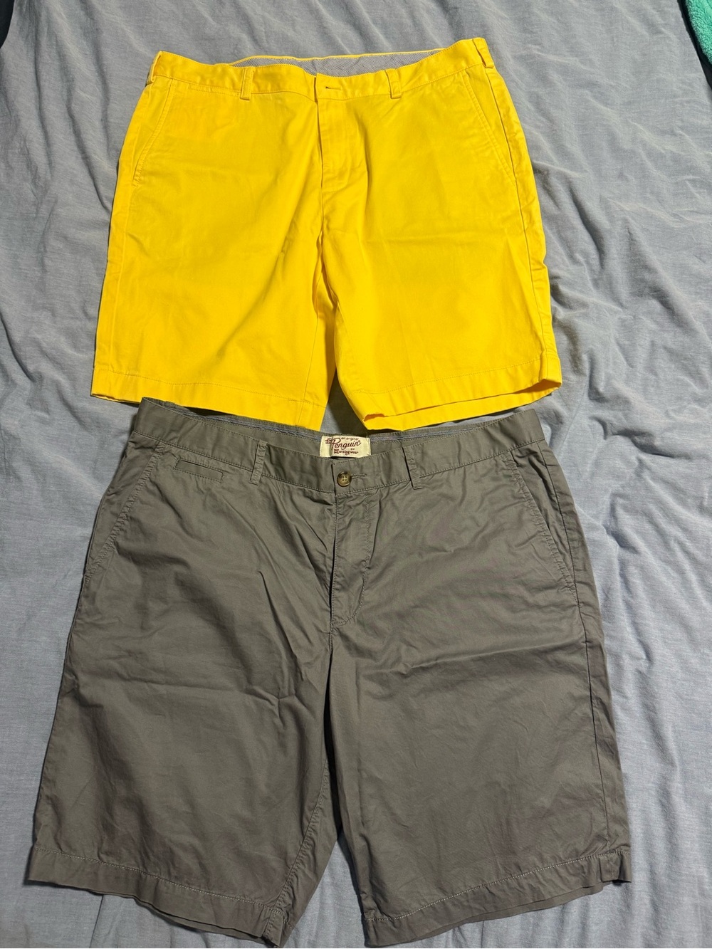 Original Penguin Gray shorts & Brooks Brothers Yellow shorts Two-Pack